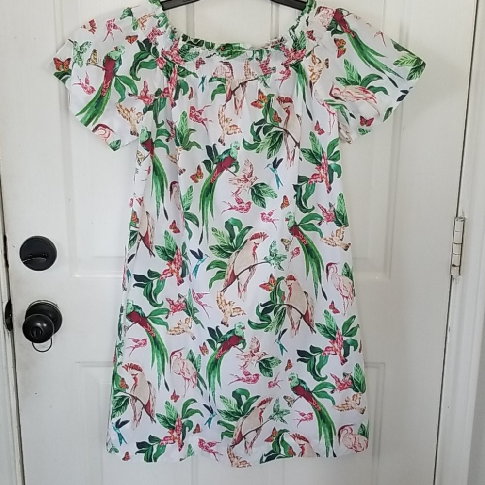 Ann Taylor Factory -Tropical Birds & Leafy Graphic Dress Size SP NWT